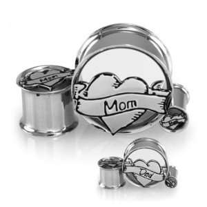   Flare Inlaid Mom and Dad Tattoo Cutout Plugs  1 (25mm)   Sold as a