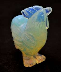 Hand Carved Gemstone Rooster   Opalite   Collectible   Natural Alarm 