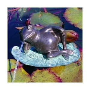   frog lilly pad statue fountain n pond sculpture 
