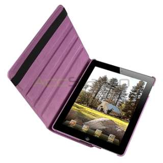 For iPad 2 360 Rotating Magnetic Hard Cover Leather Case w/ Swivel 