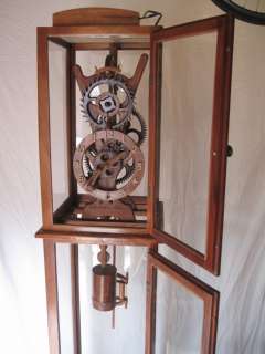 Beautiful Large ALL WOOD HAND CARVED GRANDFATHER CLOCK w/ WOOD GEARS 