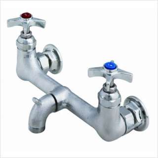 Service Sink Wall Mount Faucet with Garden Hose Outlet in Rough Chrome 