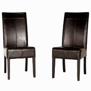  Dark Brown Leather Dining Chair with Stitching
