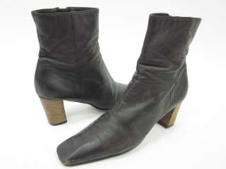 AUTH GUCCI Brown Square Toe Mid Calf Boots Size 8  