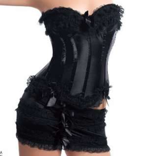 New Lace up Boning Corset Bustier Matching Mini Skirt, A068 Size S 2XL