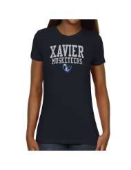 NCAA Xavier Musketeers Ladies Team Arch Slim Fit T Shirt   Navy Blue