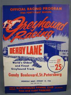 1966 DERBY LANE GREYHOUND RACING Program 41st Season  