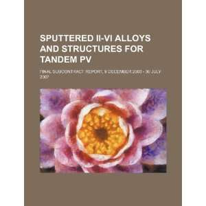 Sputtered II VI alloys and structures for tandem PV final subcontract 