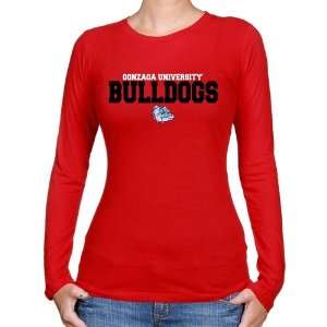  Gonzaga Bulldogs Ladies Red University Name Long Sleeve 