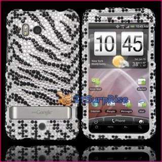 Bling Diamond Black Zebra Full Hard Case Cover For HTC Thunderbolt 4G 