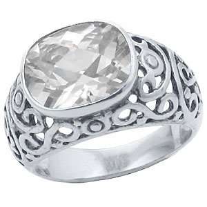   T18 Tqwtk020ZCN Beautiful Ornate Filigree CZ Diamond Ring (7) Jewelry