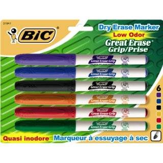 BIC Great Erase Grip Pocket Dry Erase Marker, Fine Point, Assorted 