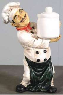 Collectible Italian Bistro Fat Chef Holding Jar Figure Statue