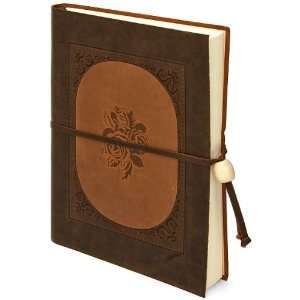  Fiorentina Rose Inlay Brown Italian Leather Journal with 