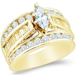   Marquise , Round & Baguette Cut Diamond Ring (.99 cttw, 1/4 ct Center