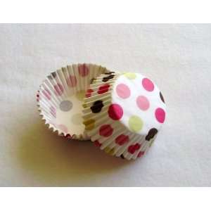  Pink & Brown Polka Dot Cupcake Liners  (Qty 50)