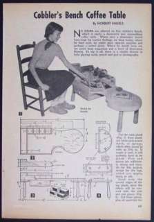 Early American COBBLERS BENCH Coffee Table HowTo PLANS  