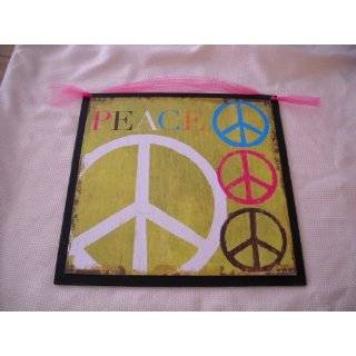 Peace Signs on Lime Green Wooden Wall Art Girls Bedroom Decor Teen 