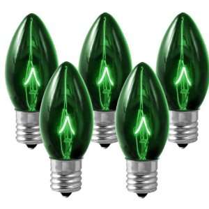 25 Bulbs C9   Transparent Green   7 Watt   Tripple Dipped   Christmas 