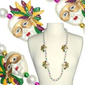  New Orleans Mardi Gras Masked Face Bead (1 piece pack 