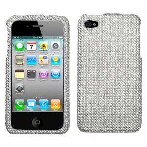 Silver Crystal Bling Hard Case Cover Apple iPhone 4 4G  