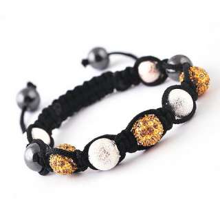   Bracelets Chains 10MM Disco Rhinestone Crystal Hematite Metal Beads