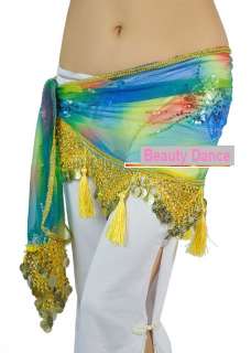 NEW Belly Dance Coin Wrap Belt Skirt Hip Scarf 6 Colors  