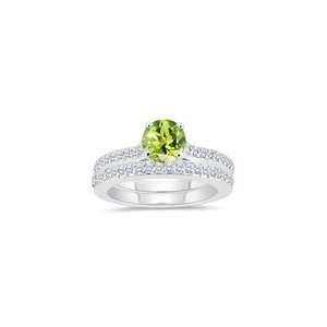  0.49 Cts Diamond & 1.22 Cts Peridot Matching Ring Set in 