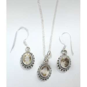  MyMela Citrine Elegance Earring and Necklace Set Jewelry