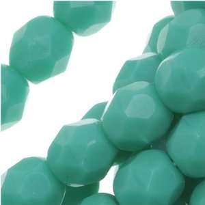  Czech Fire Polish Glass Beads 6mm Round Green Turquoise 