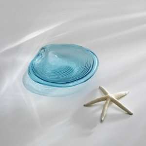 Ultramarine clam shell Handmade glass 8 x 8 1/2 clam shell produced 