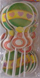 Baby Shower RATTLE party FAVOR TOPPERS 12  