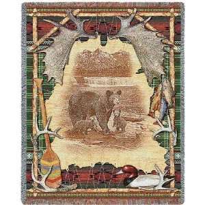  Antler Lodge Bear Tapestry Throw