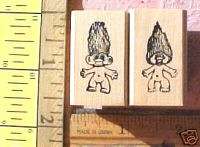 TWIN TROLL DOLL RUBBER STAMPS MOUNTED MINIS CUTE   