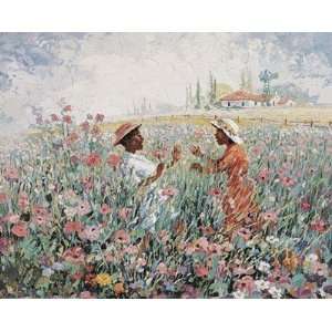 Girls In Meadow Poster Print 