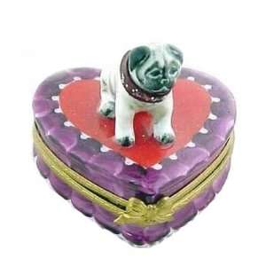 Cute Pug on Heart French Limoges Box 