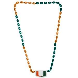  Miami Hurricanes In Line Football Bead Necklace Sports 