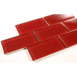 3x6 Red Glass Tile Mosaic   Bathroom Tile & Kitchan Backsplash Tile 