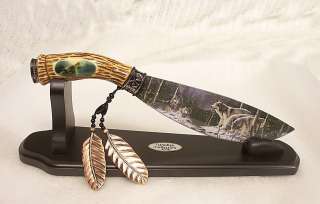 06 Wildlife Series Wolf Art Knife Wt. Bowie Stand  