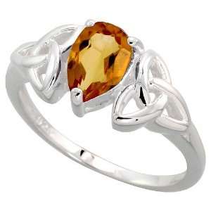   Ring, w/ Pear Cut Natural Citrine Stones, 5/16 (8mm) wide, size 9