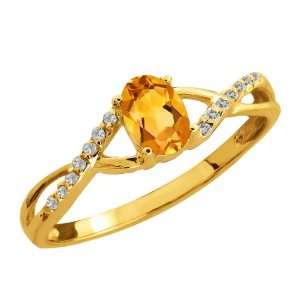  0.48 Ct Oval Citrine and Topaz Gold Plated Sterling Silver 