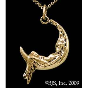  Moon Maiden Necklace, 14k yellow gold crescent moon, 24 