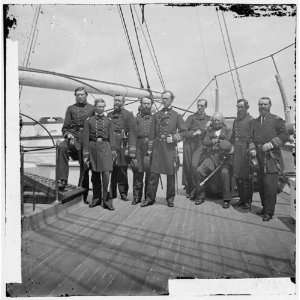   Dahlgren fifth from left and staff aboard U.S.S.