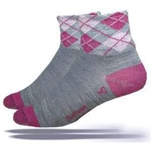  Defeet Arygle Wooleator Socks   Grey/Pink Sports 