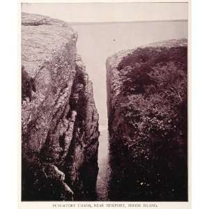  1893 Duotone Print Purgatory Chasm Newport Rhode Island 