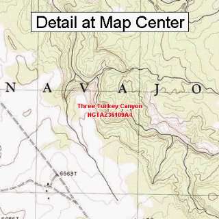 USGS Topographic Quadrangle Map   Three Turkey Canyon, Arizona (Folded 