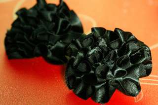Black flower Rose formal cocktail Party Goth shoes Clip  