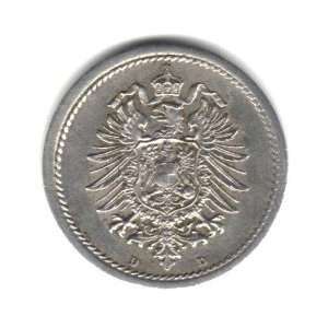  1875 D German Empire 5 Pfennig Coin KM#3 