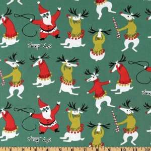  44 Wide Michael Miller Unruly Reindeer Green Fabric By 