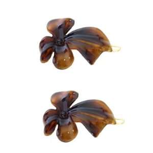  Caravan Rose And Leaf On A Wire Barrettes Pair Beauty